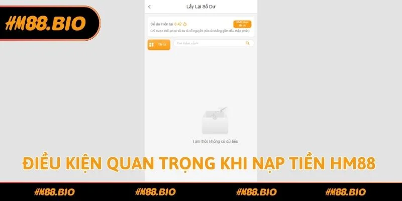 Điều kiện quan trọng khi nạp tiền HM88 đơn giản