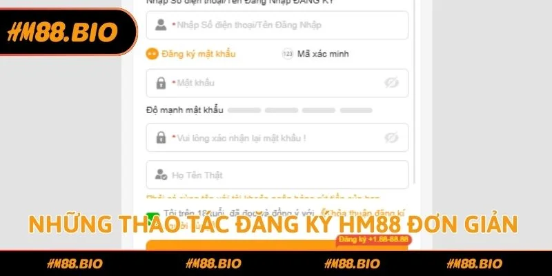 Những thao tác đăng ký HM88 đơn giản cho newbie